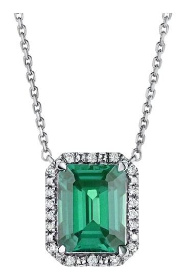 The Diamond Store Blue Astra 1.50ct Lab Sapphire And Diamond Halo Necklace