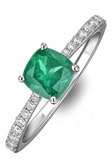The Diamond Store Green Astra 1.70ct Lab Emerald And Diamond Solitaire Ring