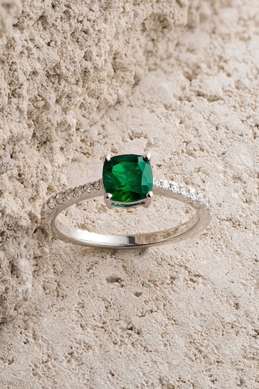 The Diamond Store Green Astra 1.70ct Lab Emerald And Diamond Solitaire Ring