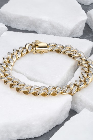Buy The Diamond Store White Mens Lab Diamond Cuban Bracelet