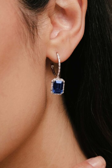 The Diamond Store Blue Astra 4.00ct Lab Sapphire And Diamond Drop Earrings