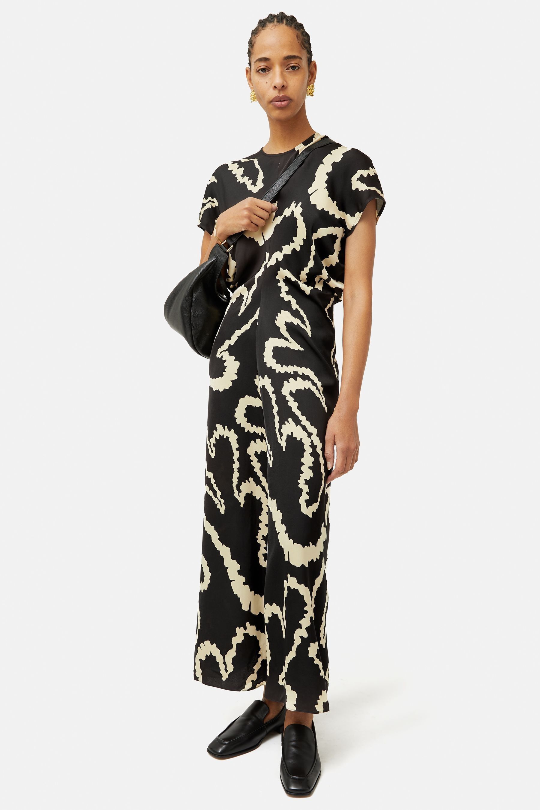 Jigsaw Hydra Coral Satin Crepe Jigsaw Dress