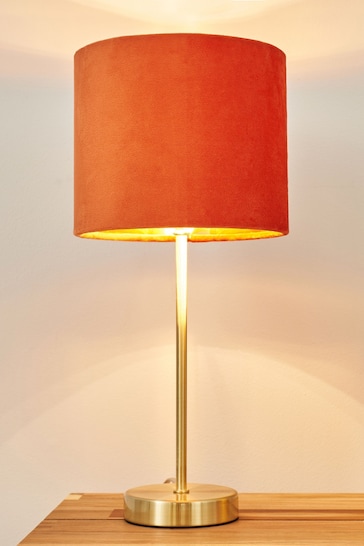 BHS Burnt Orange Velvet Table Lamp