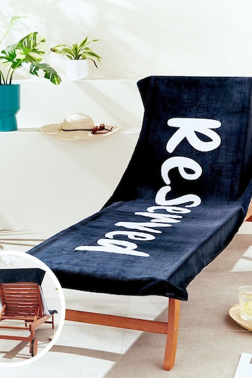 Catherine Lansfield Black Reserved Sun Lounger Extra Long Beach Towel