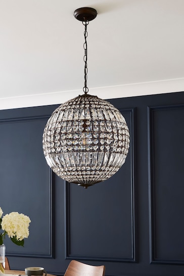 BHS Bronze Terri 1 Light Crystal Ball Pendant Large