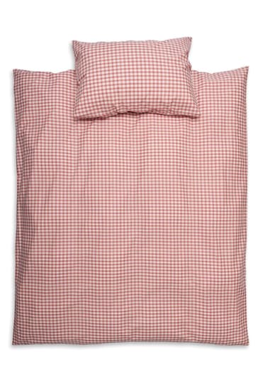 Piglet in Bed Red Dune Kids Gingham Cotton Fitted Sheet