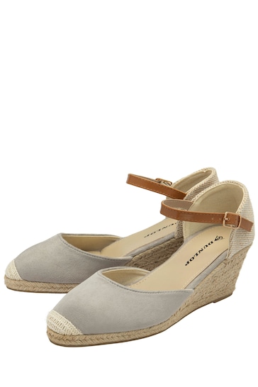 Dunlop Grey Ladies Wedge Espadrille Shoes