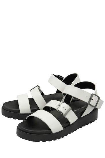 Dunlop White Ladies Toe Post Footbed Sandals