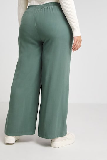 Simply Be Green Drawcord Wide Leg Trousers