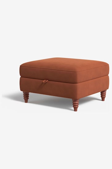 MADE.COM Matt Velvet Burnt Orange Orson Footstool