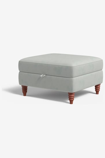 MADE.COM Cotton Weave Mineral Blue Orson Footstool