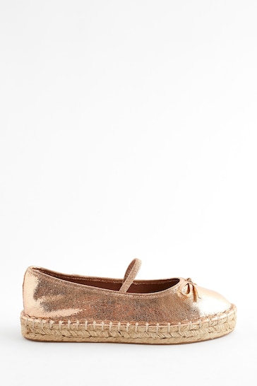 River Island Rose Gold Espadrille Ballet Pump Flatform Shoes