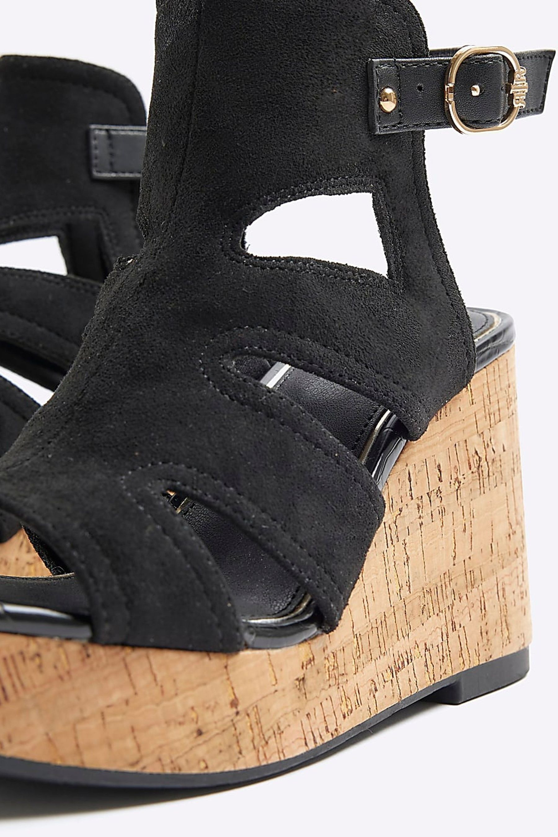 Black cut out wedges deals