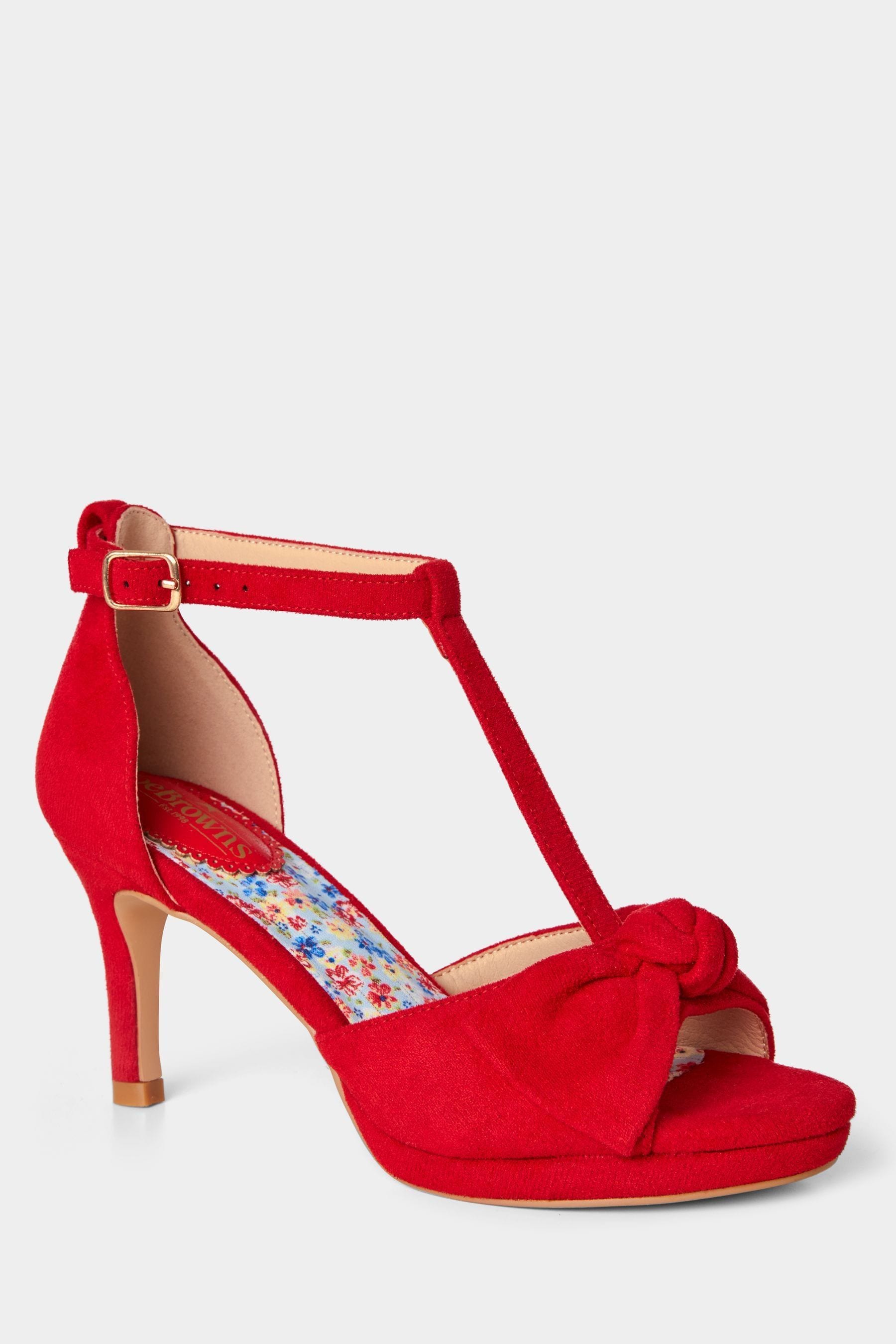 Red open toe sales shoes