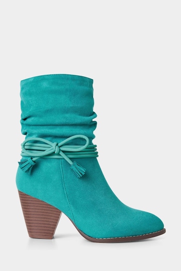 Joe Browns Green Teal Tassel Bow Ankle Boots