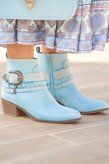 Joe Browns Blue Soft Slouchy Western Ankle Boots