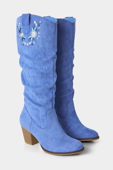 Joe Browns Blue Embroidered Knee High Boots
