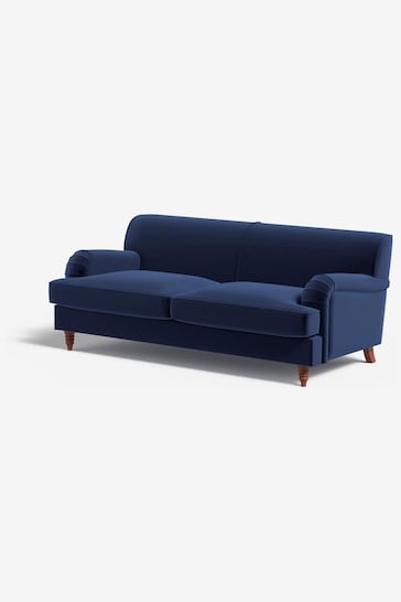 MADE.COM Matt Velvet Navy Blue Orson 3 Seater Sofa