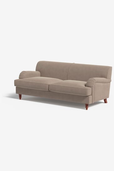 MADE.COM Matt Velvet Taupe Grey Orson 3 Seater Sofa