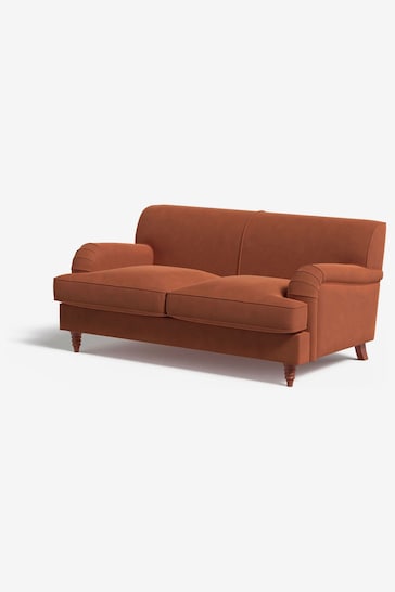 MADE.COM Matt Velvet Burnt Orange Orson 2 Seater Sofa