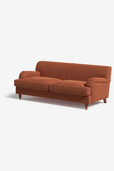 MADE.COM Matt Velvet Burnt Orange Orson 3 Seater Sofa