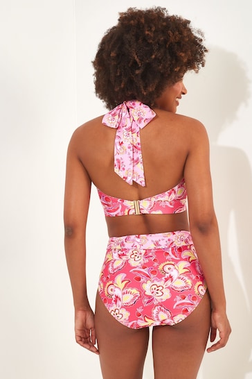 Joe Browns Pink Recycled Paisley Floral Halter Bikini Top