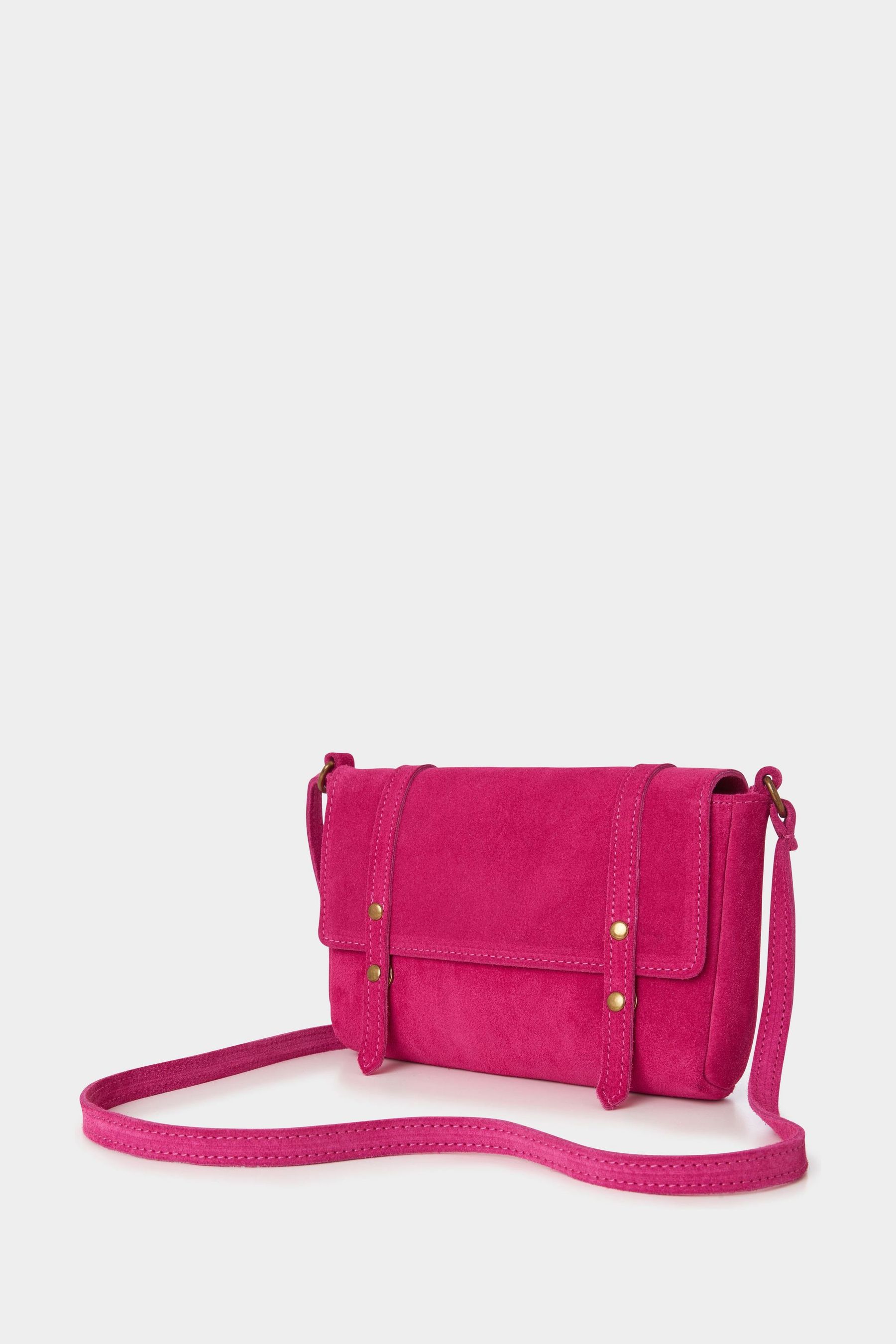 Joe Browns Pink Suede Mini Satchel Crossbody Bag
