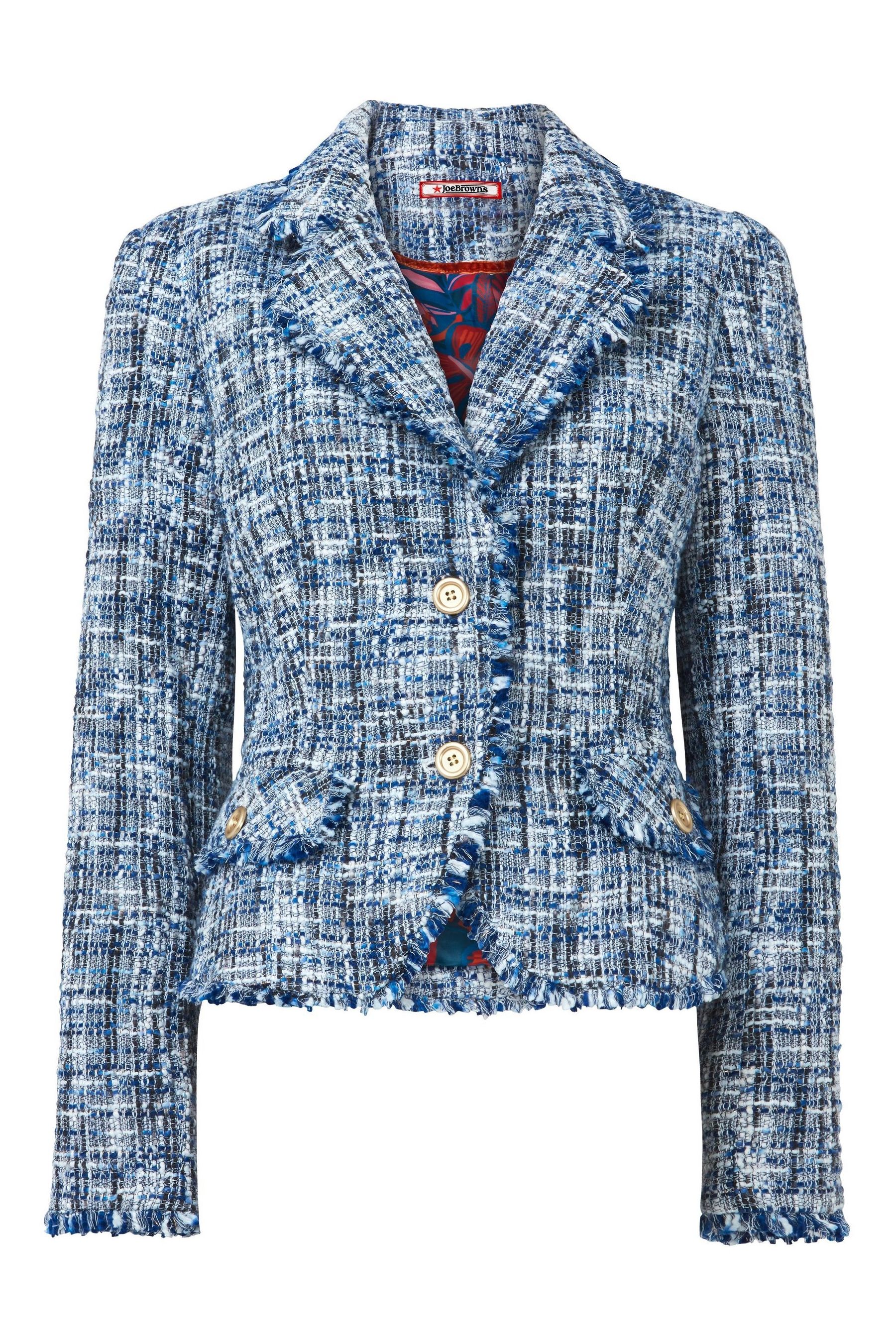 Buy Joe Browns Blue Frayed Tweed Cropped Jacket from the Next UK