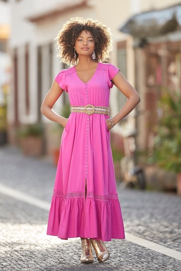 Joe Browns Pink Colourblock Boho Maxi Dress