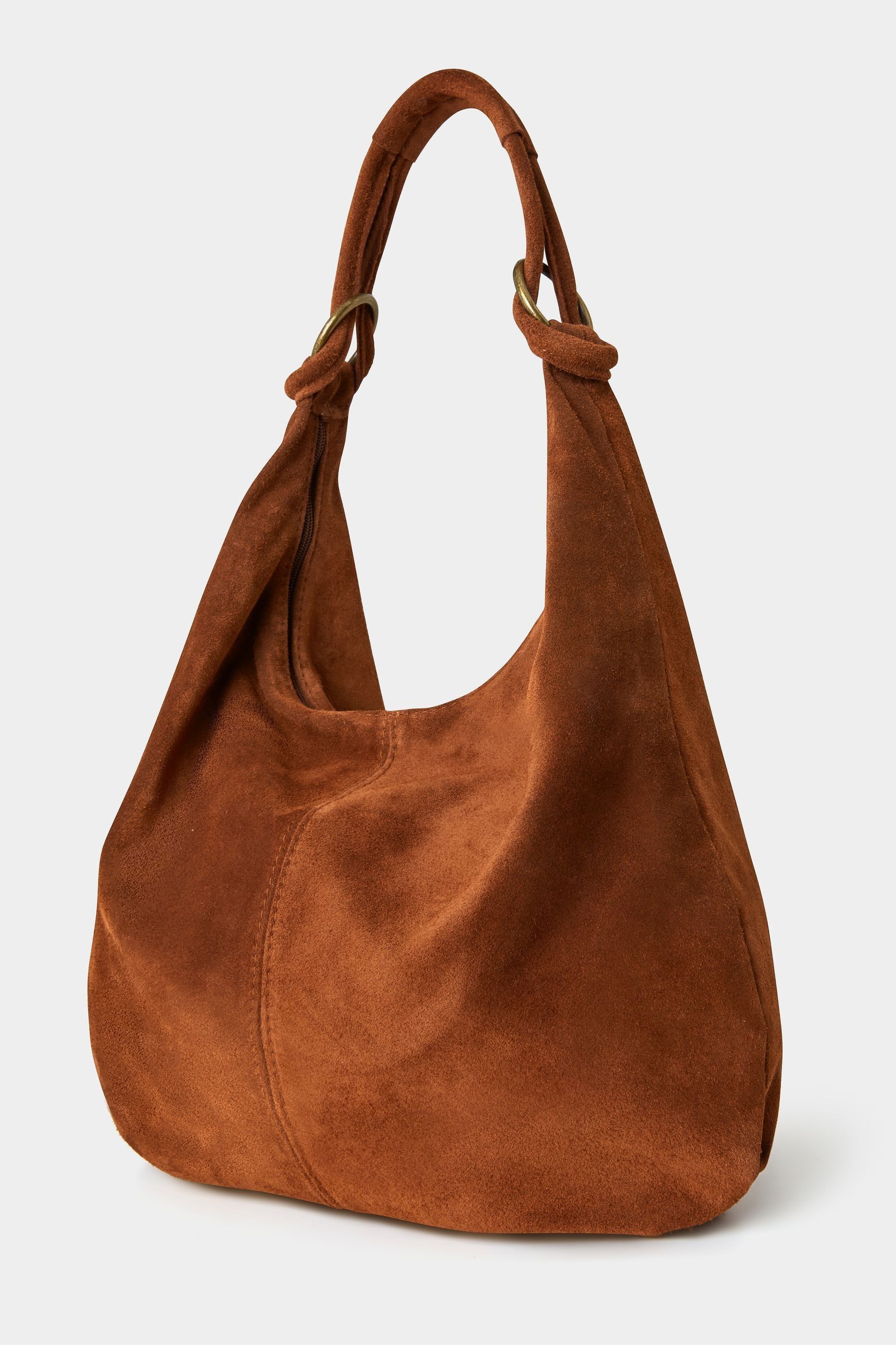 Joe Browns Brown Knotted Italian Suede Hobo Bag
