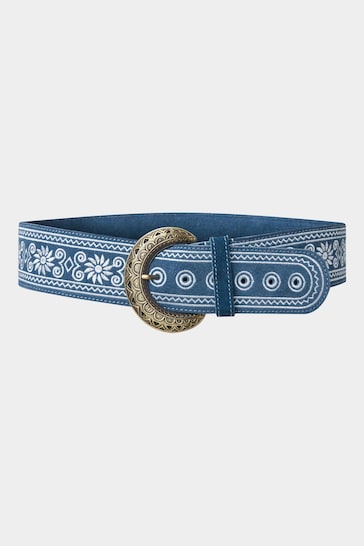Joe Browns Blue Western Embroidered Suede Belt