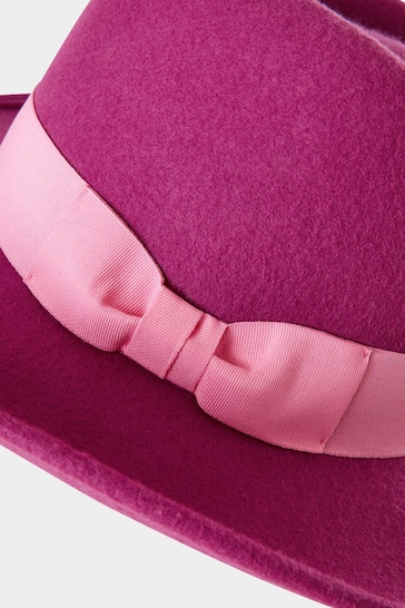 Joe Browns Pink Premium Wool Ribbon Fedora Hat