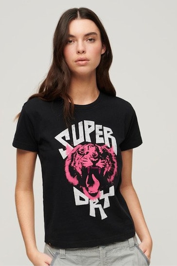 Superdry Black Lo-Fi Rock Graphic T-Shirt