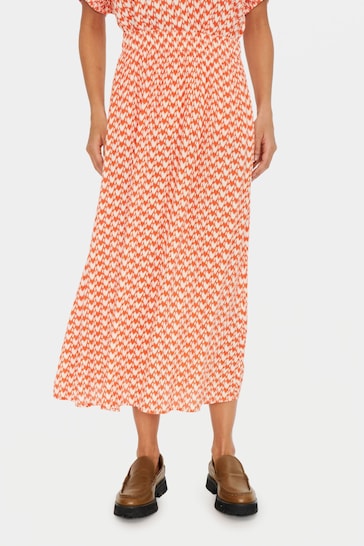 Saint Tropez Orange Tessa Elastic Waist Midi Skirt