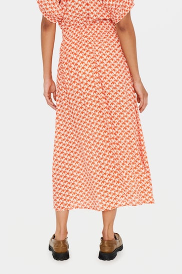 Saint Tropez Orange Tessa Elastic Waist Midi Skirt