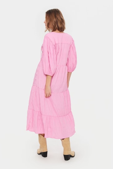 Saint Tropez Pink Damaris Half Sleeve Midi Dress