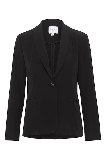 Saint Tropez Celest Shawl Collar Button Black Blazer