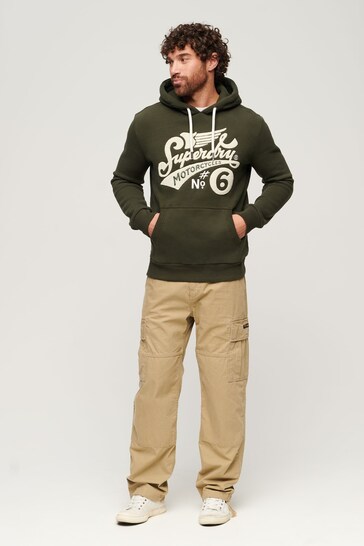 Superdry Green Worker Scripted Embroidered Graphic Hoodie