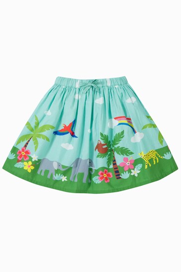 Frugi Green Tropical Animal Print Twirly Dream Skirt