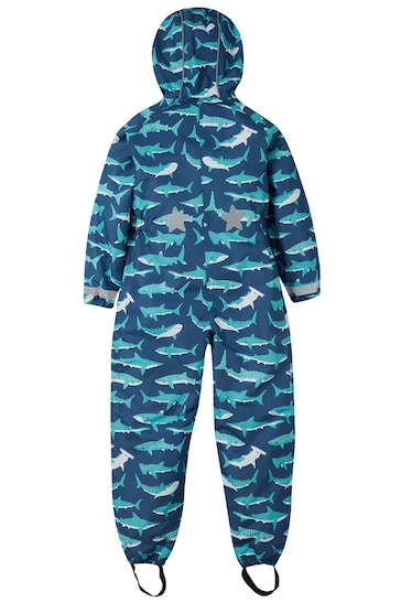Frugi Blue Waterproof Tropical Sea Print Rain or Shine Suit