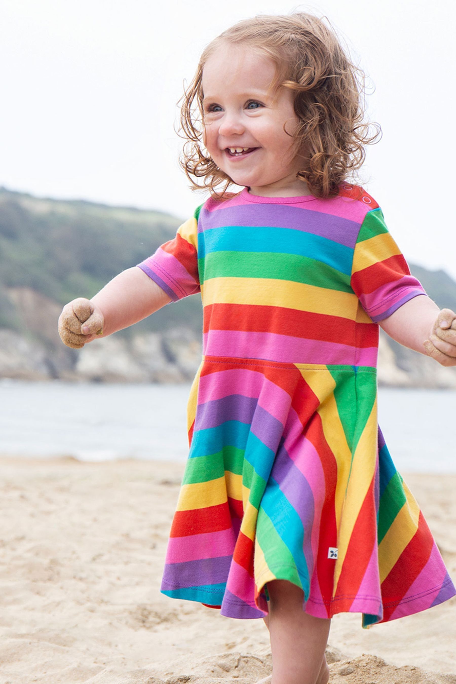Frugi Blue Rainbow Sunshine Skater Dress