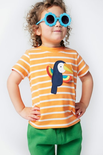 Frugi Stripe Toucan Applique Easy On Interactive T-Shirt