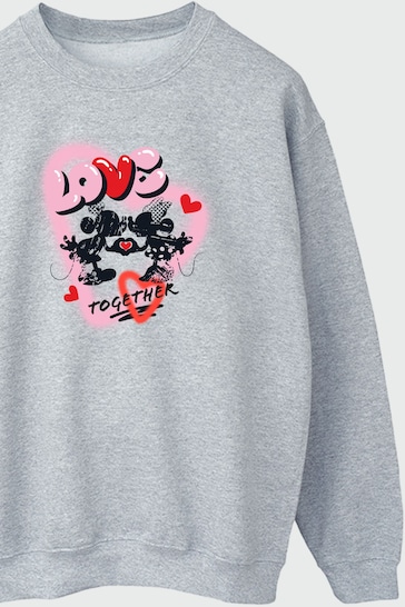 Brands In Grey Mickey  Minnie Love Together Women Heather Grey Sweatshirt