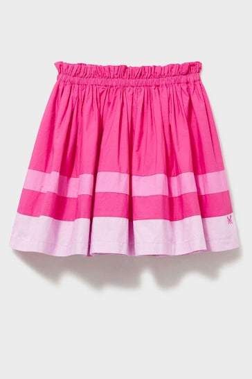 Crew Clothing Company Pink Colour Block Cotton Flared Skirt