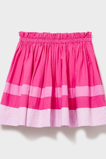 Crew Clothing Company Pink Colour Block Cotton Flared Skirt