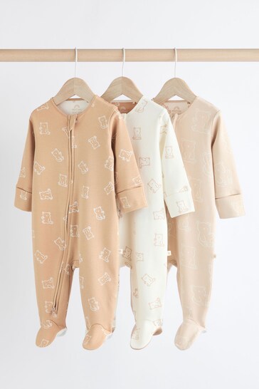Buy Neutral Baby Bear Sleepsuit 3 Pack (0-2yrs) from the Next UK online shop