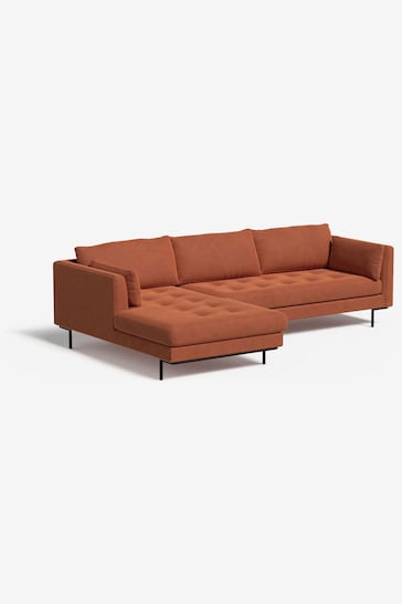 MADE.COM Matt Velvet Burnt Orange Harlow Left Hand Facing Corner Sofa