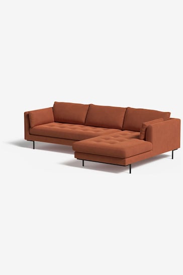 MADE.COM Matt Velvet Burnt Orange Harlow Right Hand Facing Corner Sofa