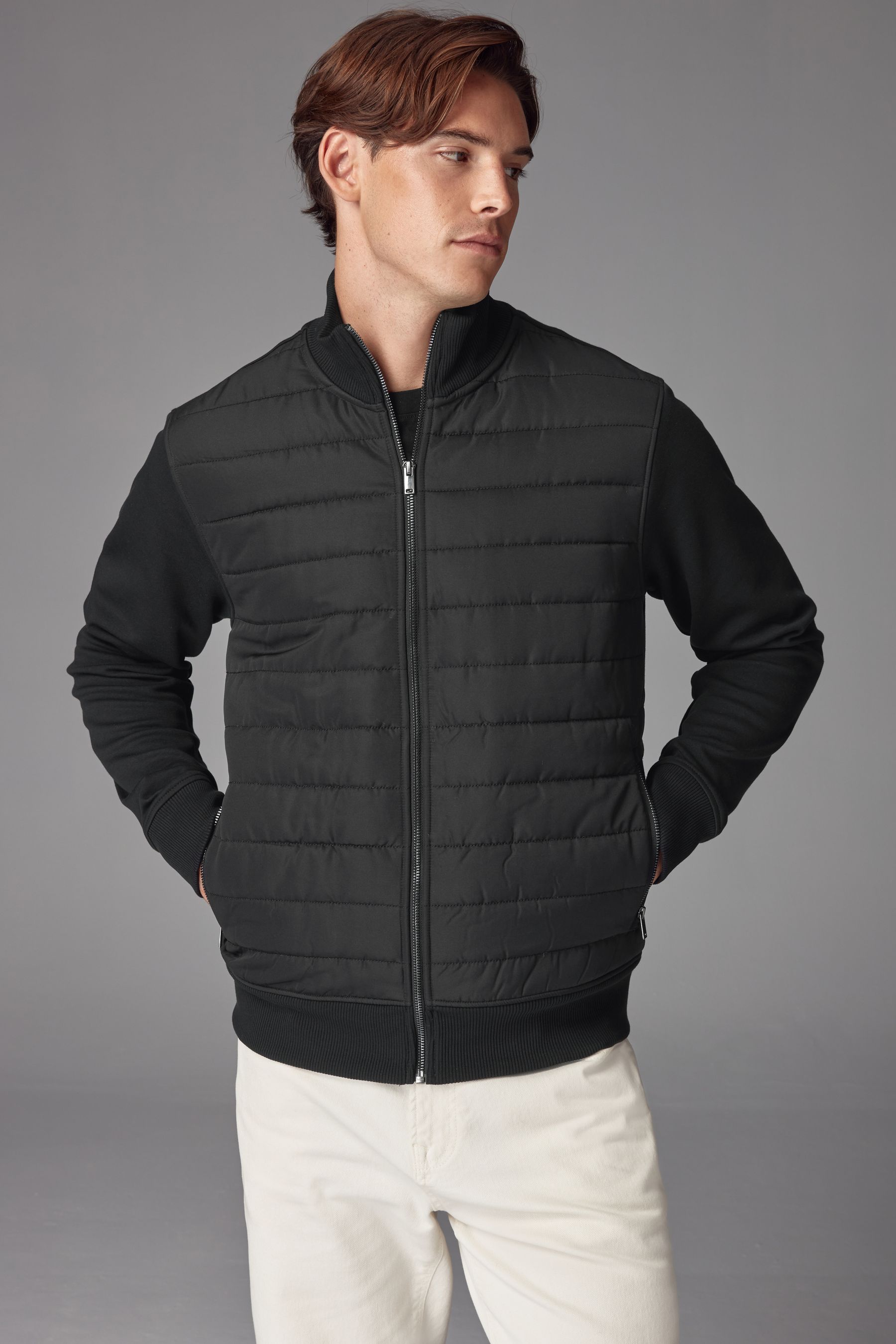 Buy Black Hybrid Funnel Neck Jacket from the Next UK online shop