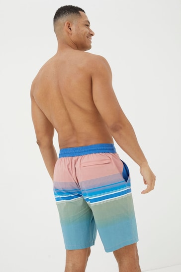 FatFace Pink Camber Placement Stripe Swim Shorts